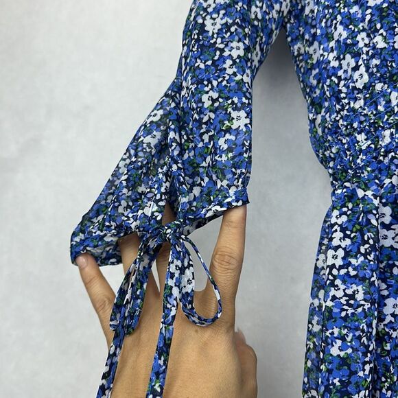 TAYLOR Women's Floral-Print Tiered Ruffle Hem Dress Sz 8P V-Neck Smocked Waist - Picture 14 of 16